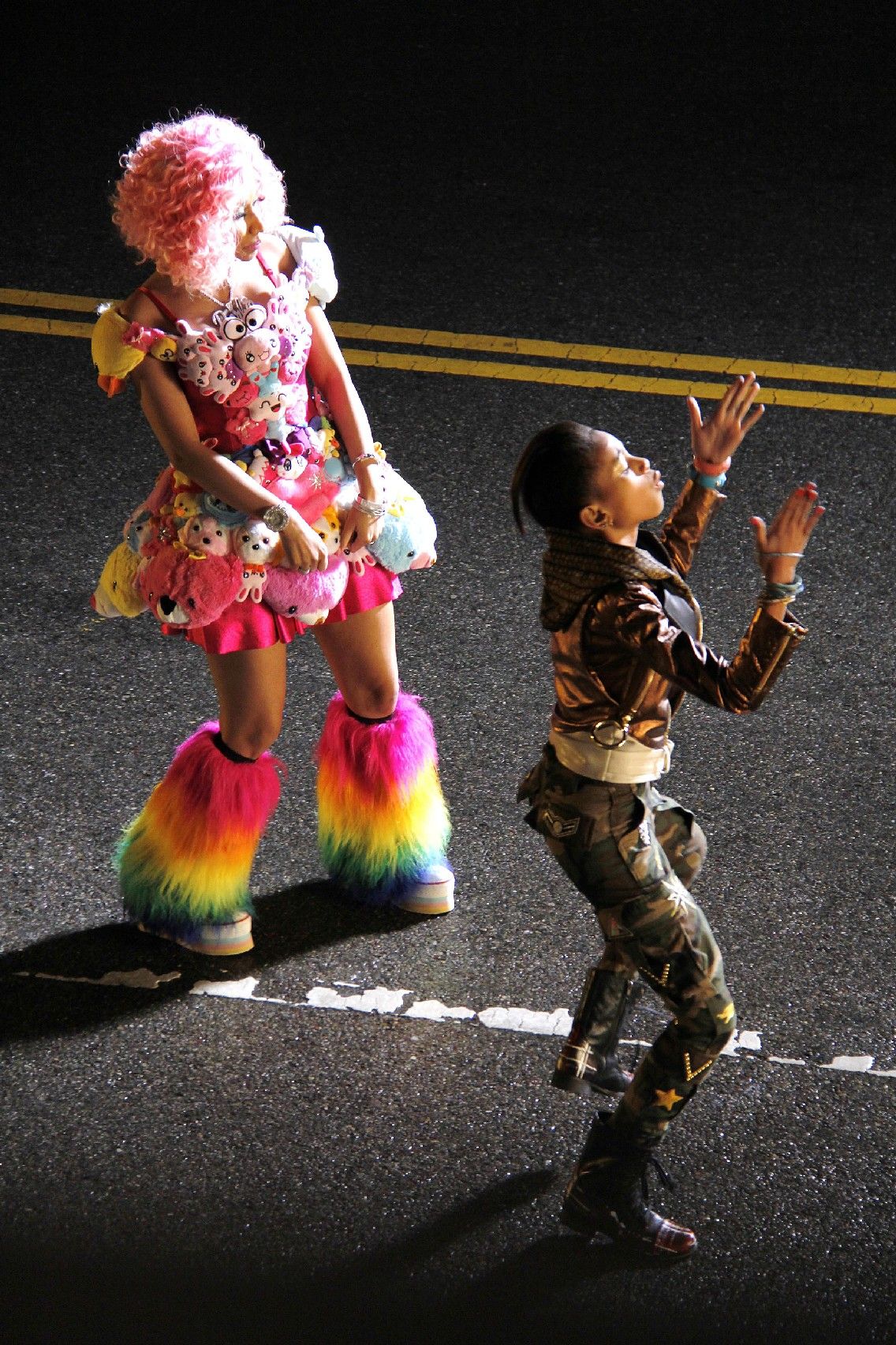 Nicki Minaj and Willow Smith on the set for the music video of 'Fireball' | Picture 117996